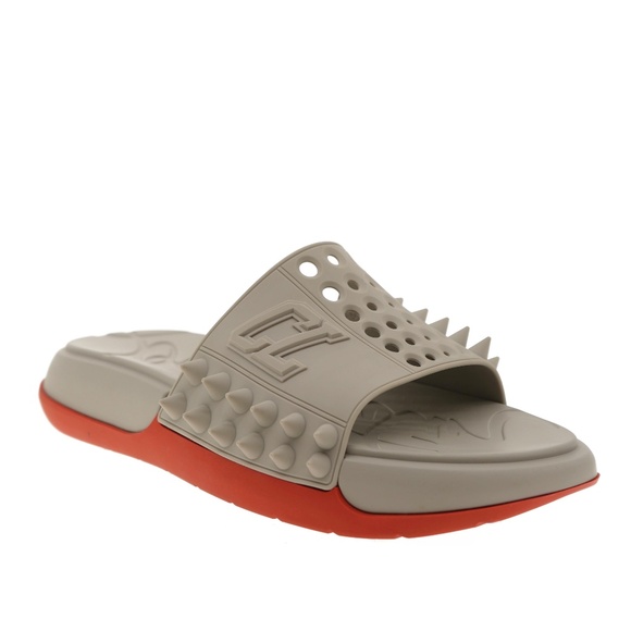 Christian Louboutin Take It Easy Slides Grey Rubber Size 12 US New main image 5